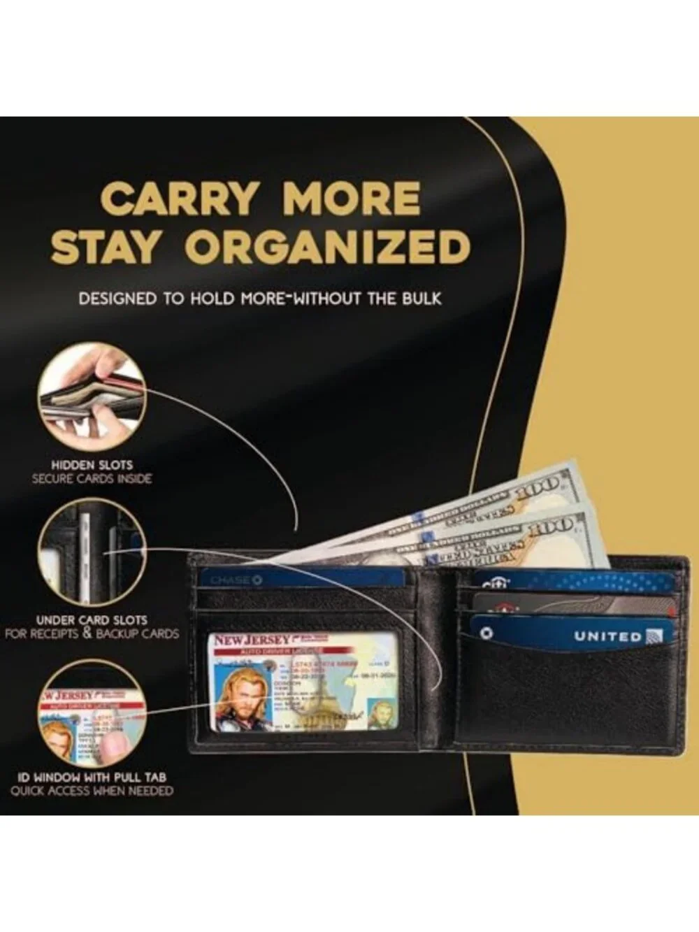 Men's RFID Blocking Leather Bifold Wallet with ID Window - Stylish & Secure